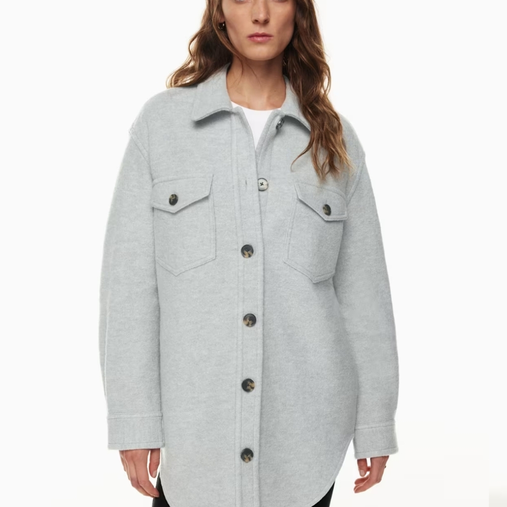 ARITZIA Wilfred GANNA Shacket In Light Grey Wool